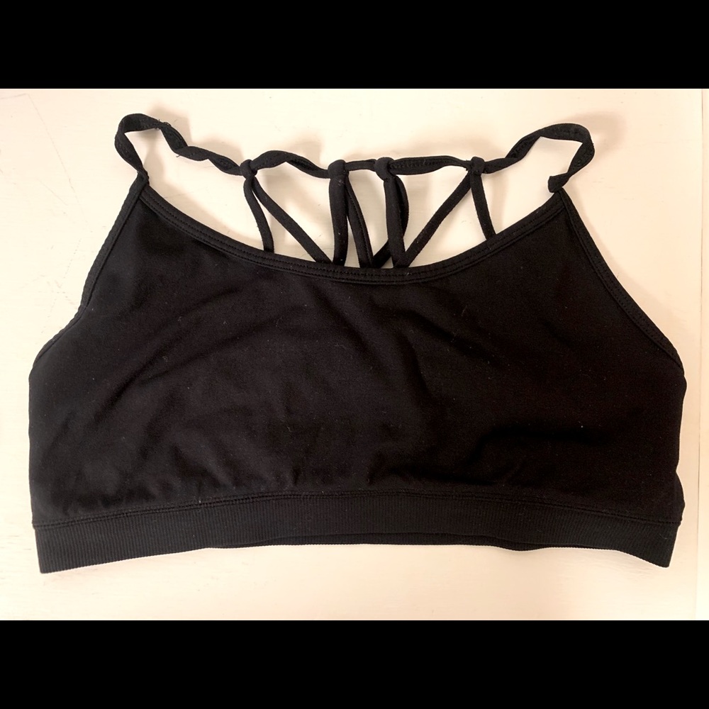 Black strappy back sports bra M